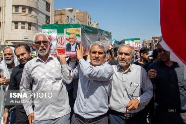 تشییع پیکر ۷ شهید تجاوز رژیم صهیونیستی/ اهواز تشییع پیکر ۷ شهید تجاوز رژیم صهیونیستی/ اهواز